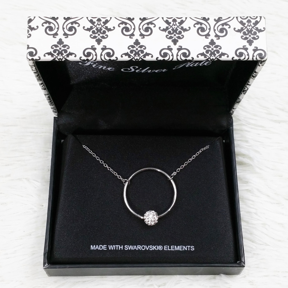Fine Silver Plate Pendant Swarovski Necklace